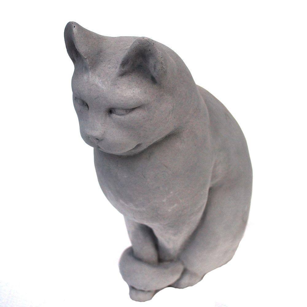 Antique Gray Sitting Cat Statue F312