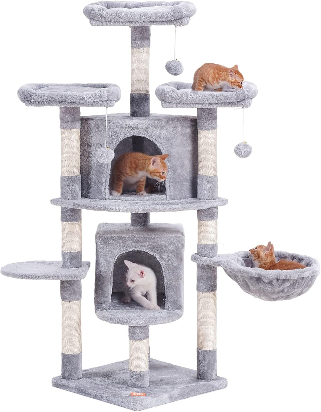 56 inch Multi-Level Cat Tree Condo with Scratching Posts Light Gray Pack of 2 M625988