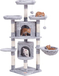 56 inch Multi-Level Cat Tree Condo with Scratching Posts Light Gray Pack of 2 M625988