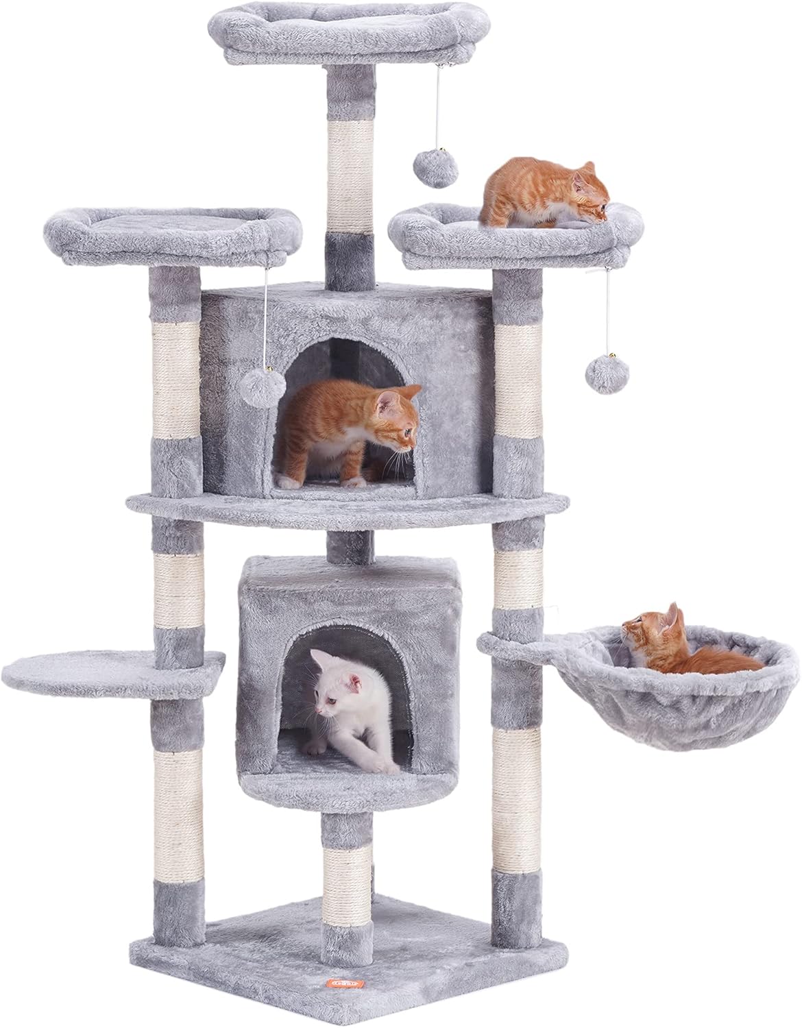 56 inch Multi-Level Cat Tree Condo with Scratching Posts Light Gray Pack of 2 M625988