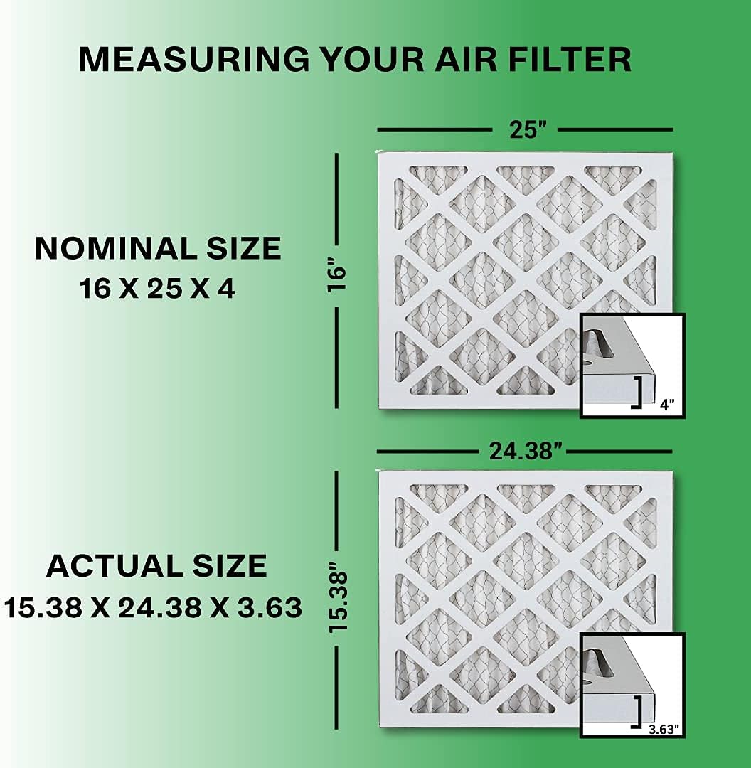 16x25x4 MERV 8 Pleated Air Filter (4-Pack) Q349