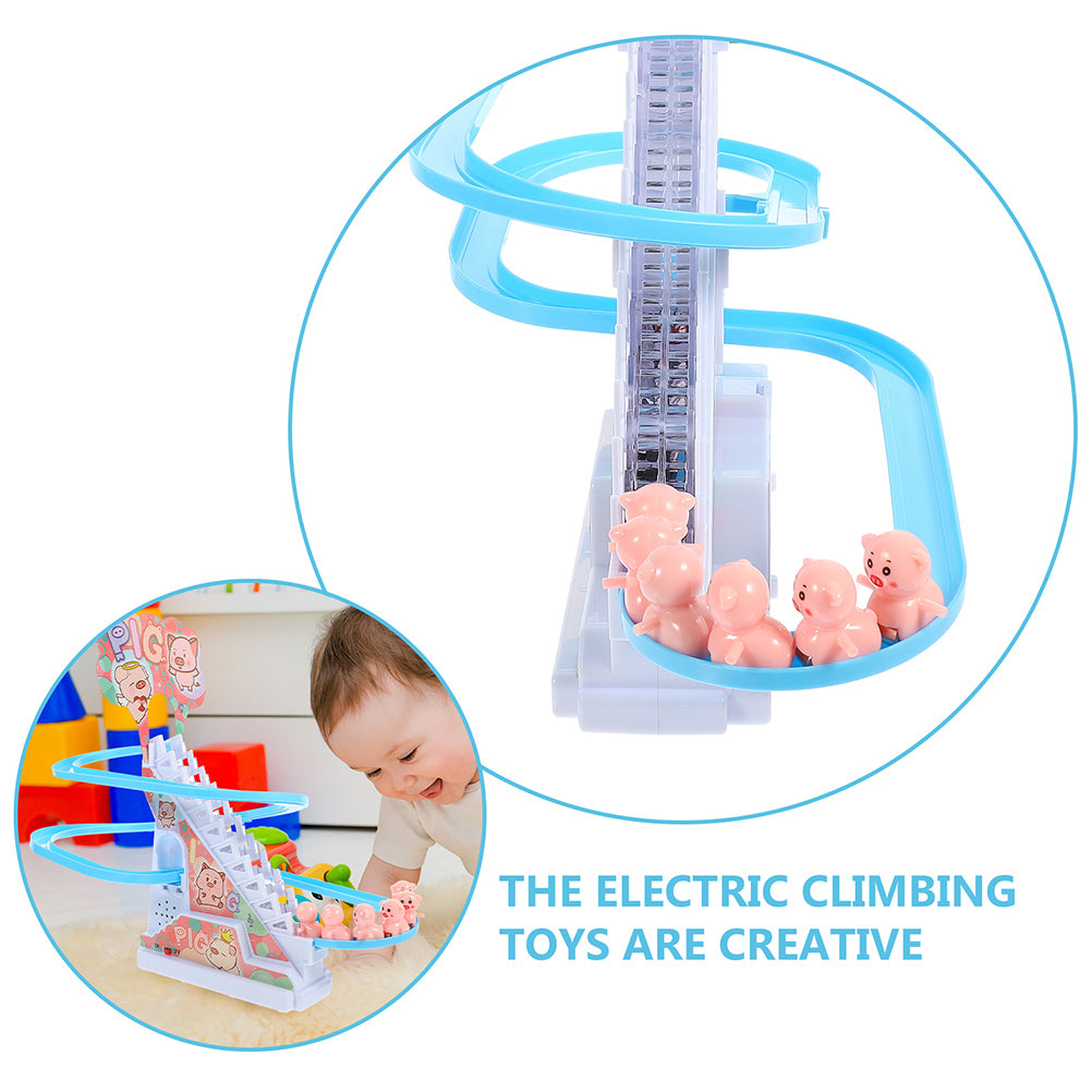 Small Piggy Sliding Toys Electric Piggy Climbing Stairs Tracks Slide Toy Q280310