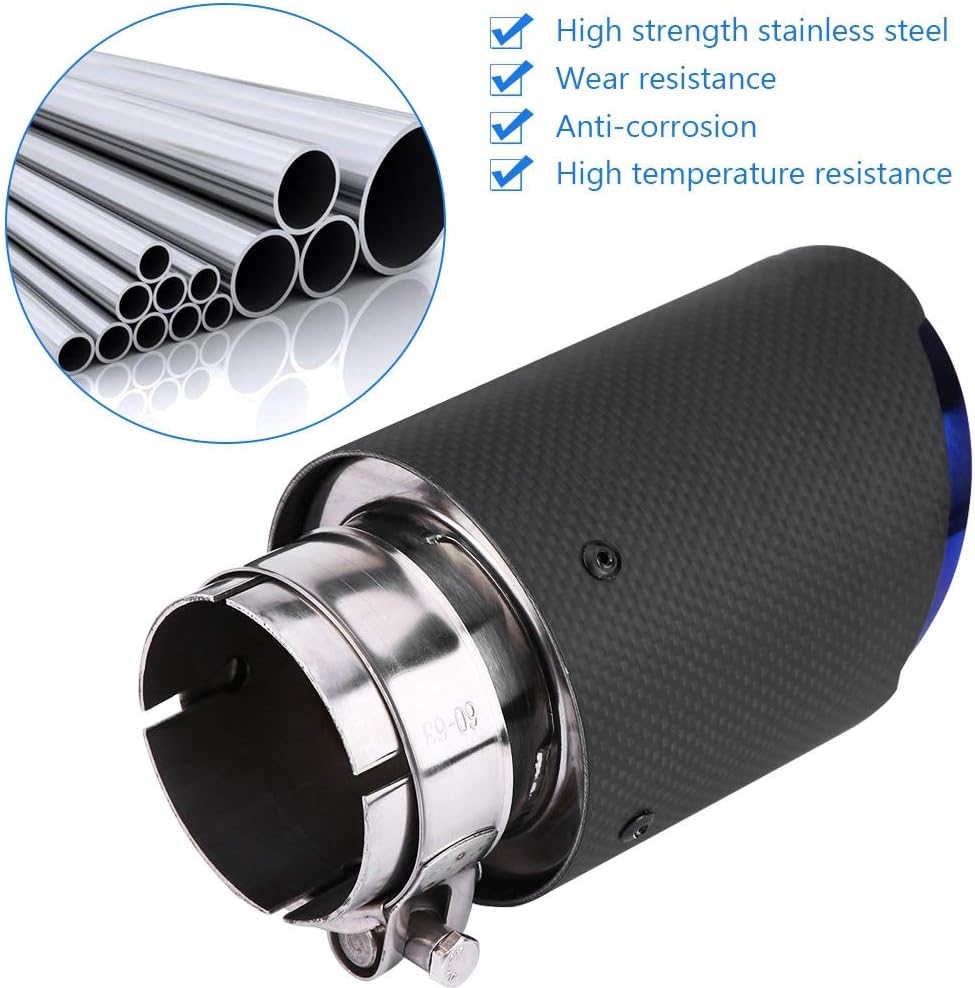 2.5" Inlet Exhaust Tip Carbon Fiber Matte Car Exhaust Tailpipe Tip Pack of 2 Z607