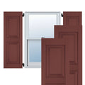 Exterior Real Wood Pine Raised Panel Shutters (Per Pair), 18x22 W x 46x22 H, Cottage Red K38660