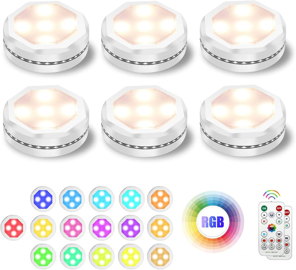 6 Packs Battery Operated Color Changing Dimmable Under Cabinet Light X74139