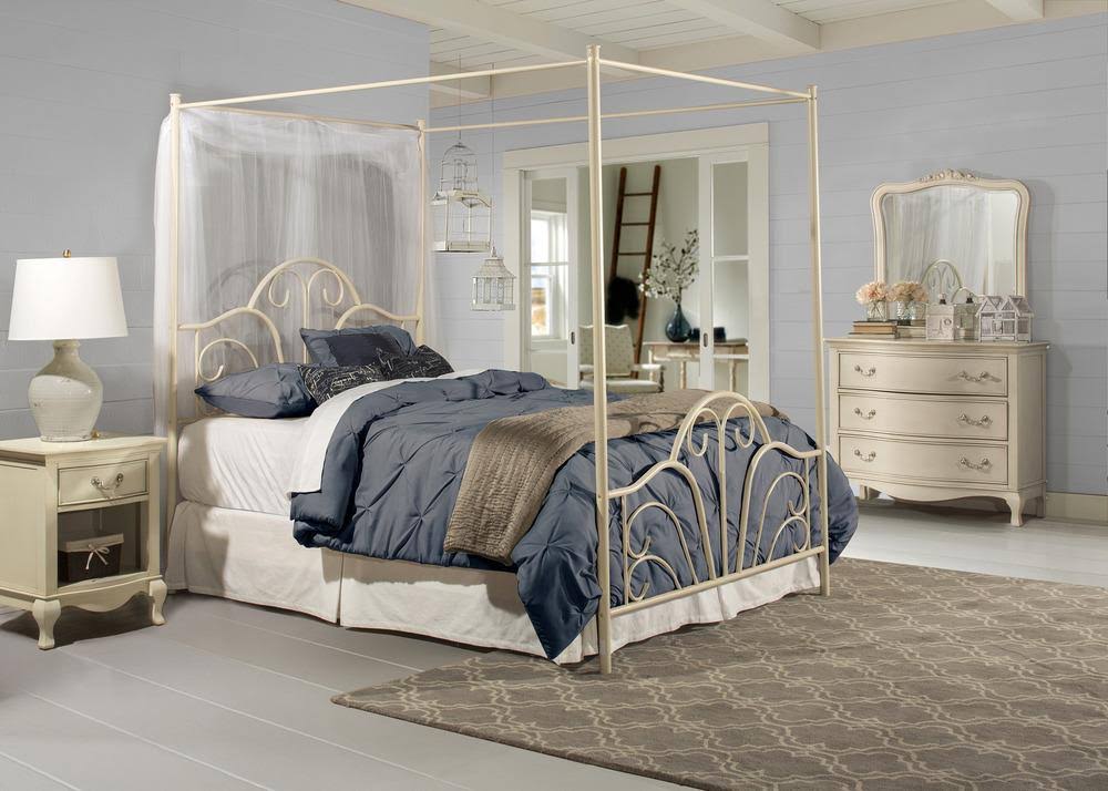 Queen Textured Black Bed Set with Canopy and Legs C7212