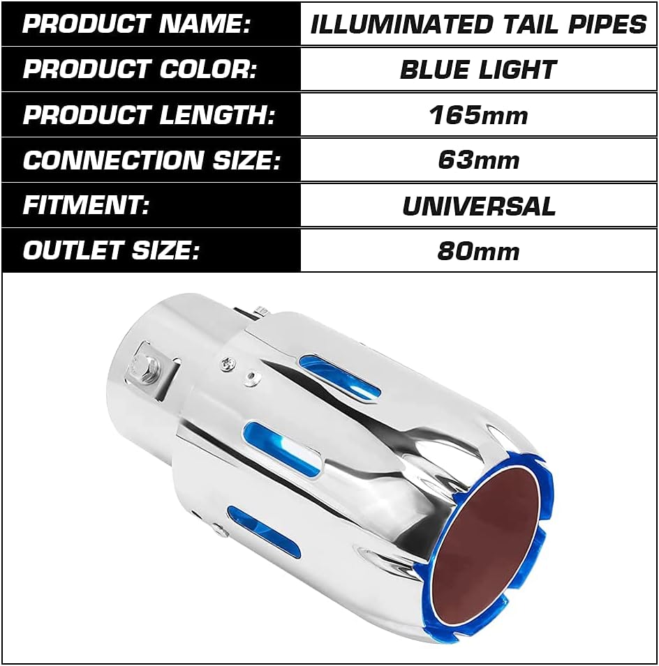 2.5" Inlet 3.5" Outlet LED Exhaust Tip Burnt Type 6.5" Length Car Exhaust Tail Pipe Pack of 2 V713274