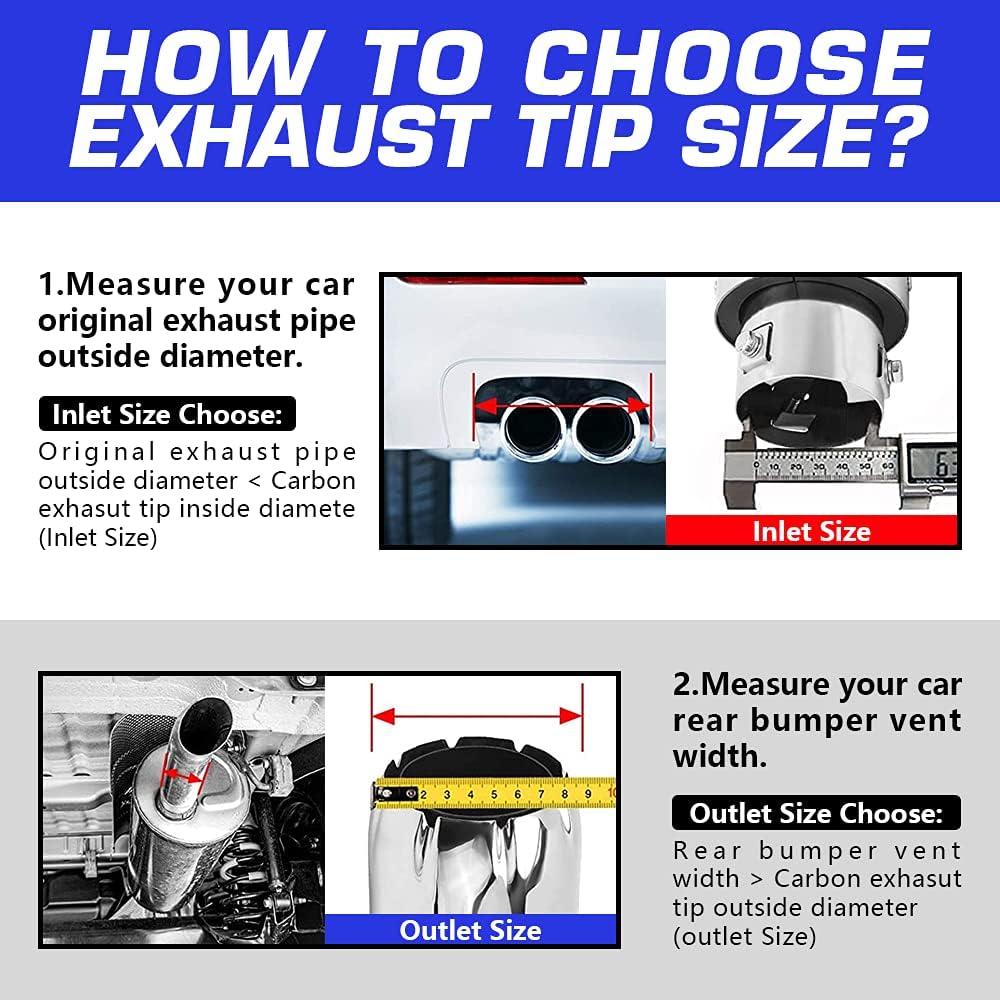 2.5" Inlet 3.5" Outlet LED Exhaust Tip Burnt Type 6.5" Length Car Exhaust Tail Pipe Pack of 2 V713274