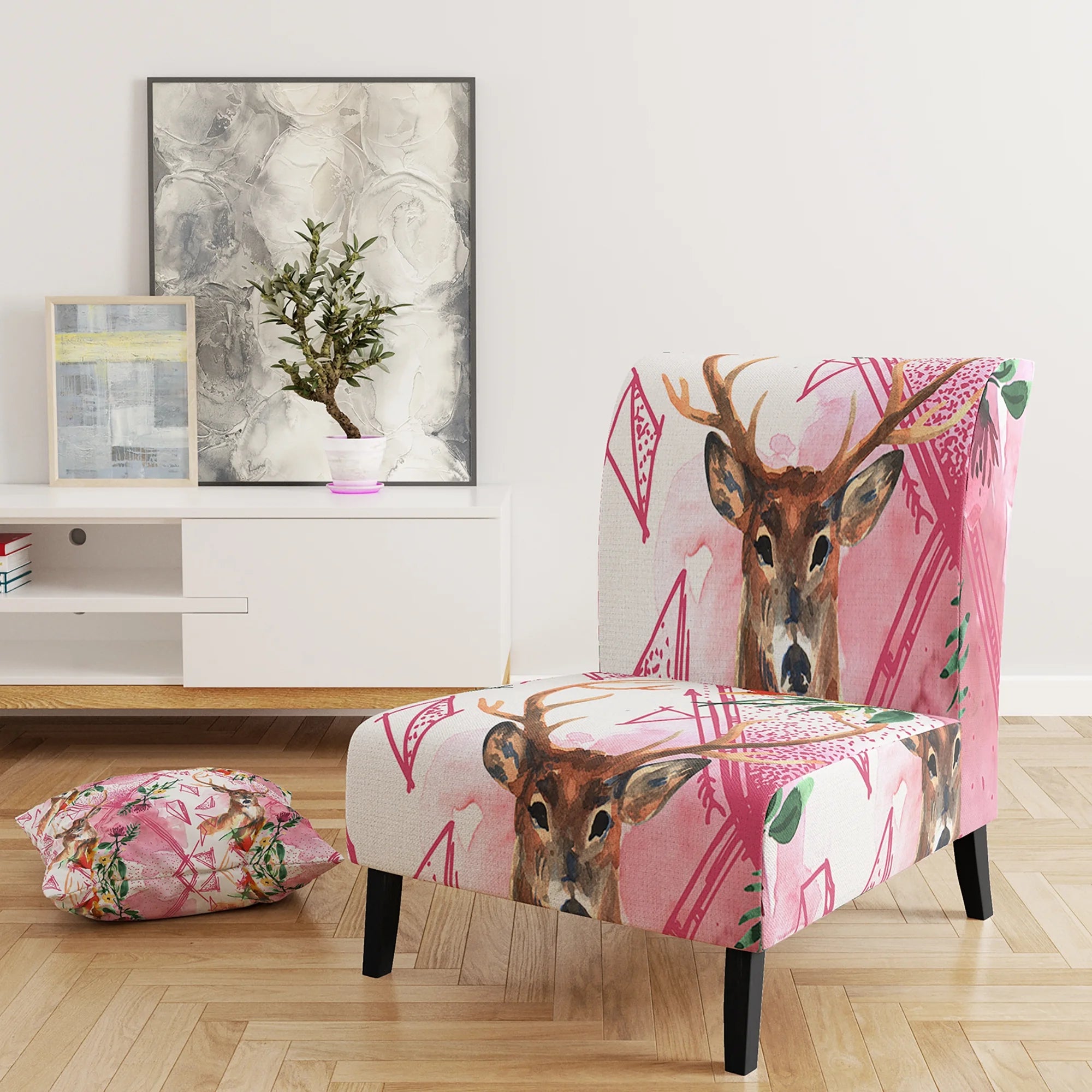 Upholstered Patterned Accent Chair and Arm Chair N181