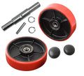 Red Poly Tread Steering Wheels Set with Axle and Protective Caps (4 pcs) 7 x 2 with Bearings ID 20mm J64559