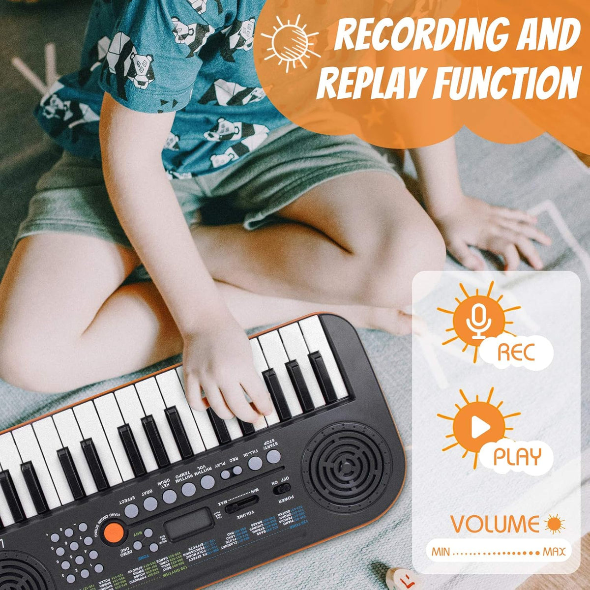61 Key Digital Piano Portable Electronic Keyboard with Built-In Speaker, Microphone, Music Stand W61204