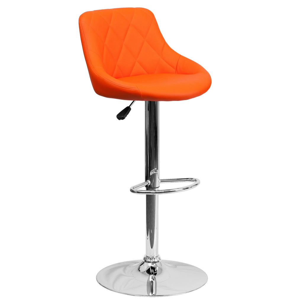 2 Pk. Black Vinyl Bucket Seat Adjustable Height Barstool with Chrome Base W80274