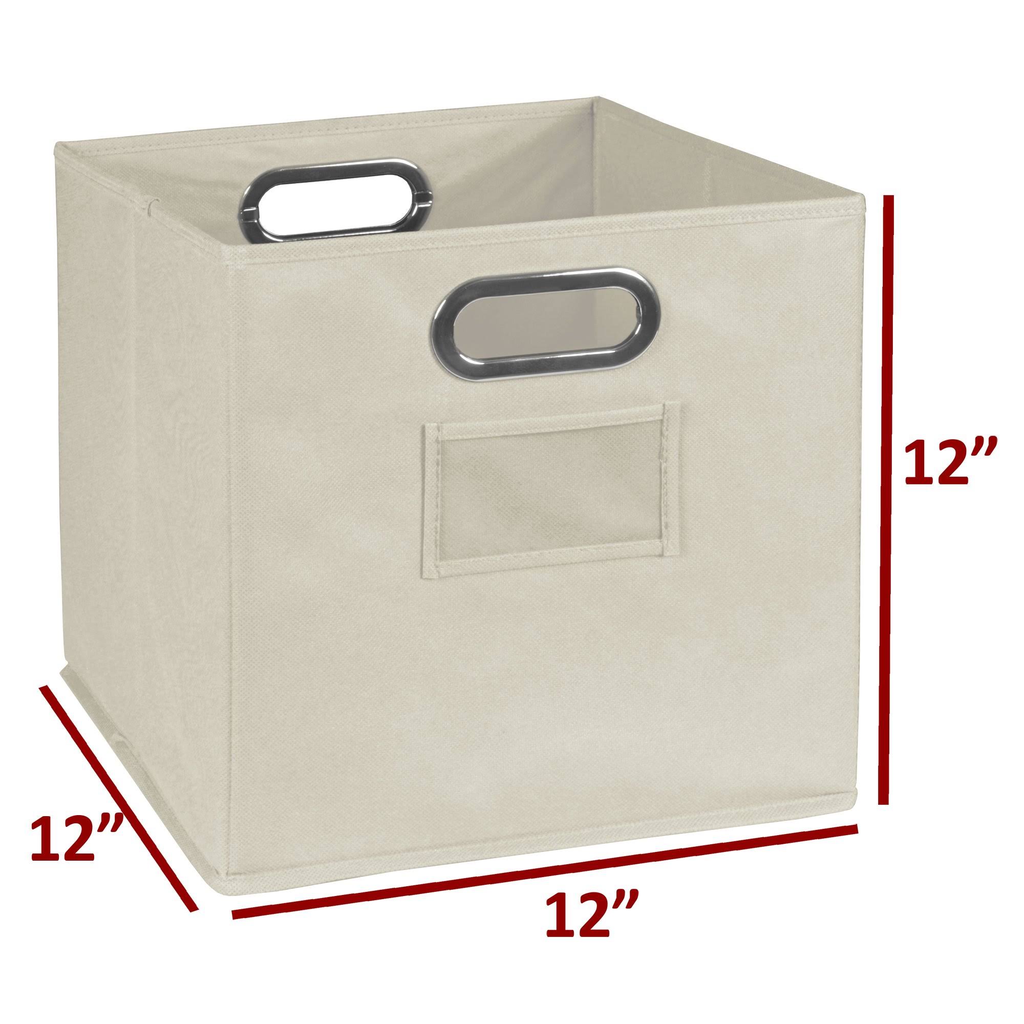 12 Cube Storage Set with 6 Canvas Bins White Wood Grain Natural J34613
