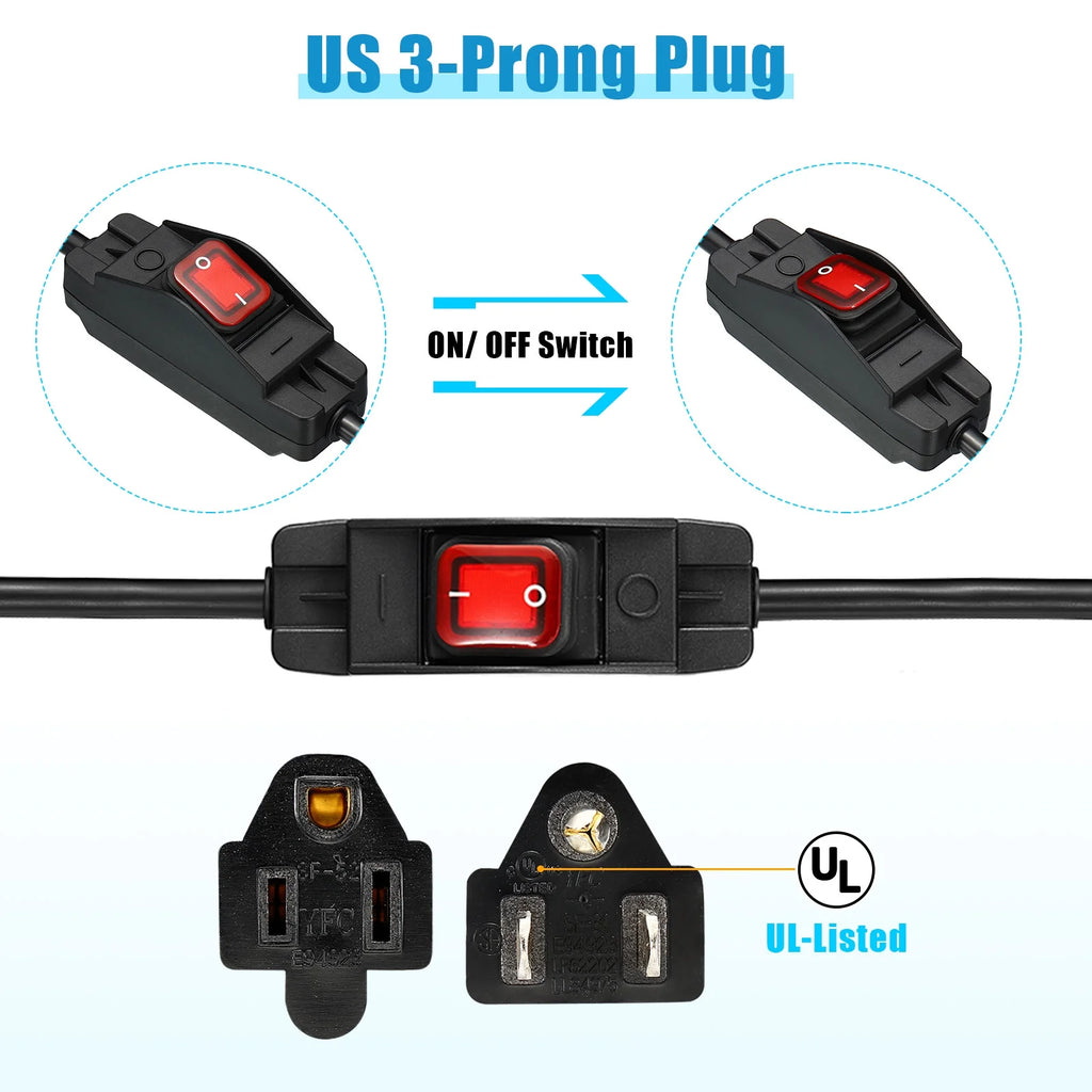 6.6Ft Outdoor Extension Cord with Waterproof Switch 1875W 14AWG 3 Prong G77977