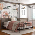 Queen Size Metal Canopy Bed Frame in Black U425925