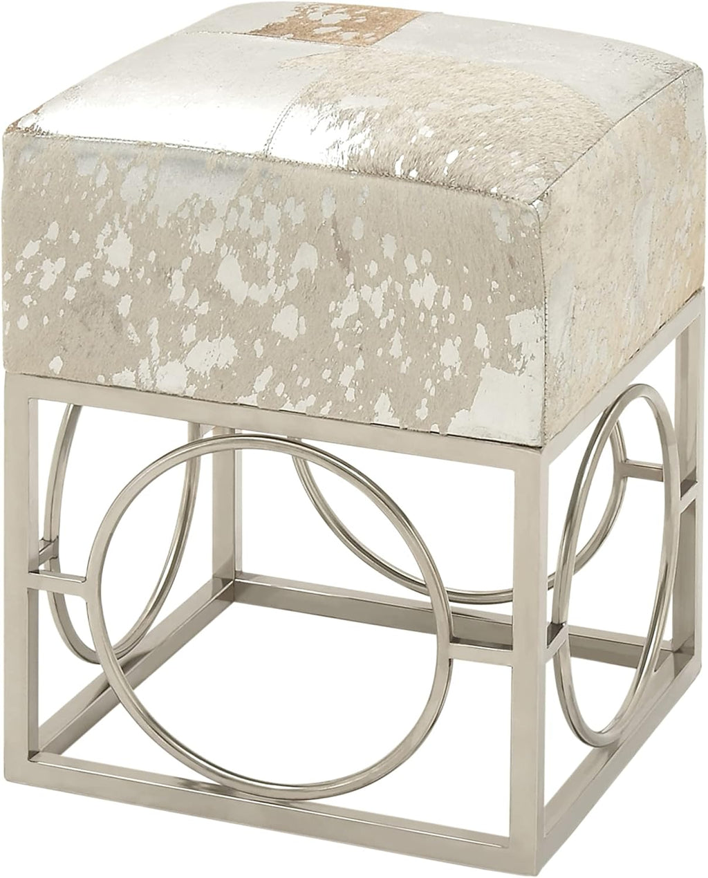 Silver Leather Stool D11997