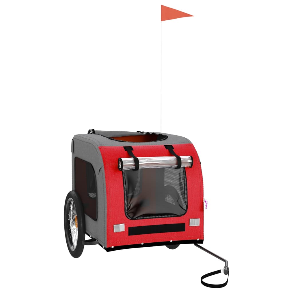 Red and Gray Bike Trailer Oxford Fabric Iron O580