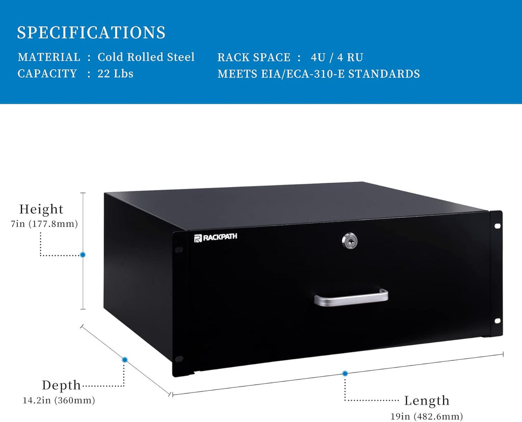 4U Rack Mount Drawer with Lock and Key Pack of 2 A295149