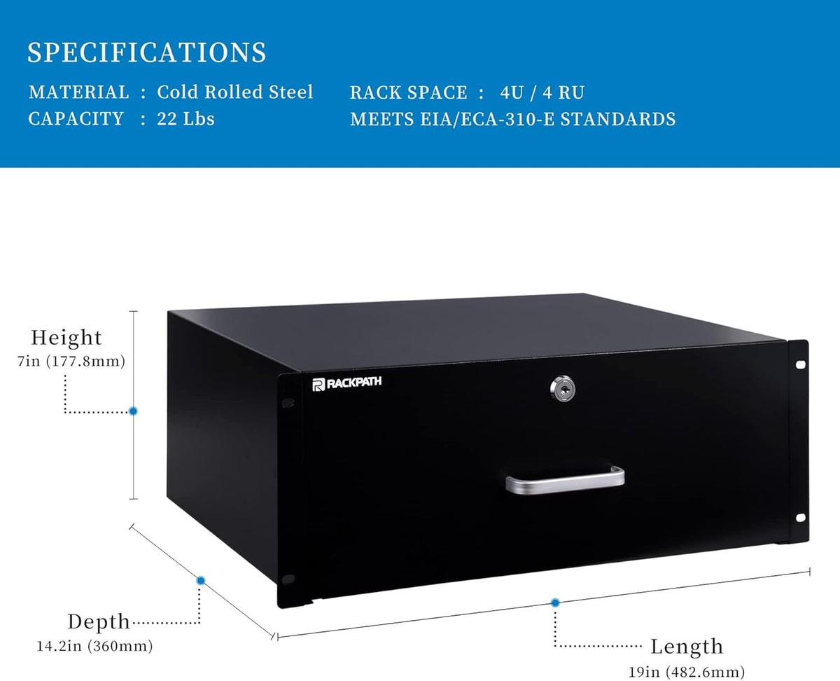 4U Rack Mount Drawer with Lock and Key Pack of 2 A295149