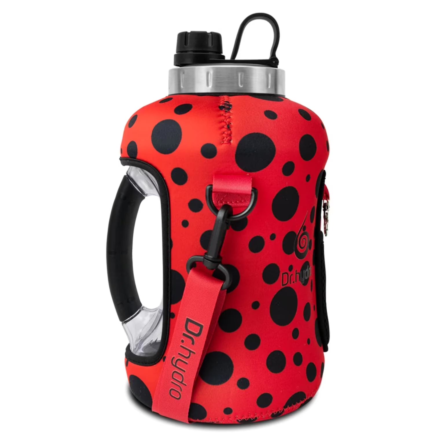 Black Lady Bug Gallon Water Bottle with Straw Y409085