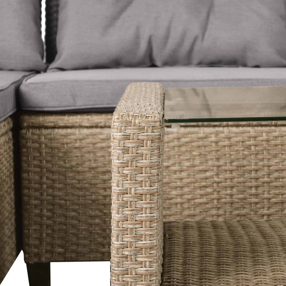 Gray Wicker Sectional Sofa with Seat Cushions P538