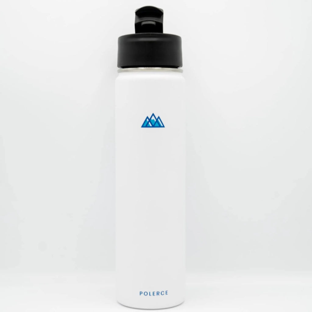 24 Oz White Stainless Steel Vacuum Insulated Bottle with 3 Lids Y447752