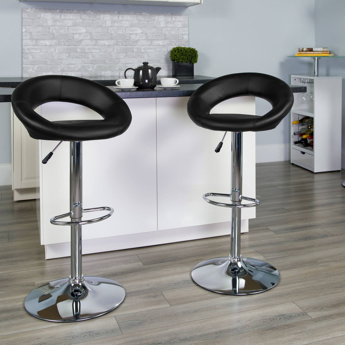 2 Pack Vinyl Adjustable Height Barstool Q2634