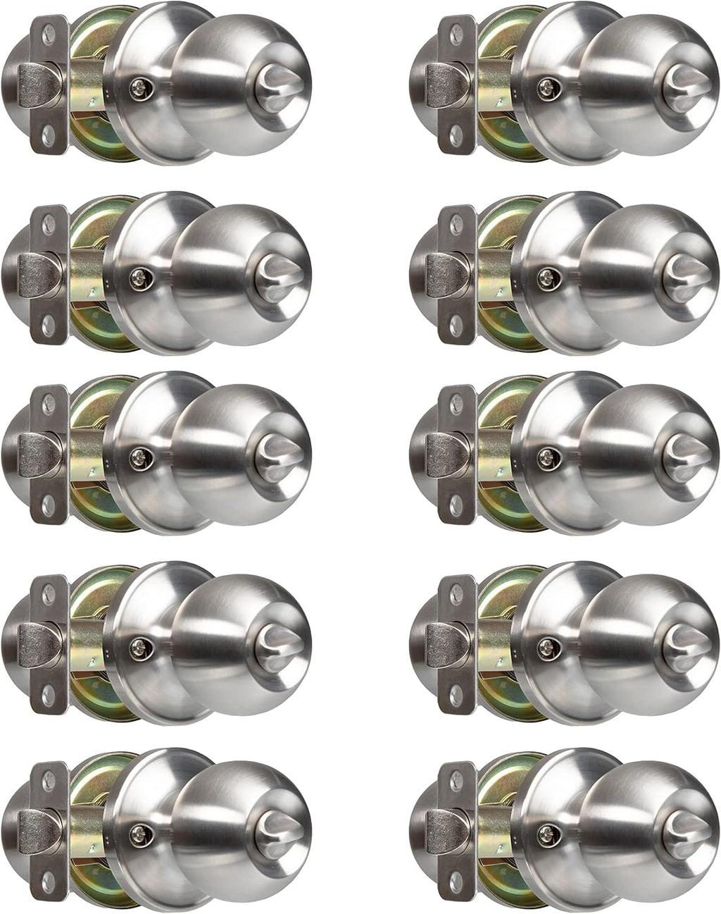 Keyless Privacy Door Knob, Ball Style, Satin Nickel, Pack of 2 B4238