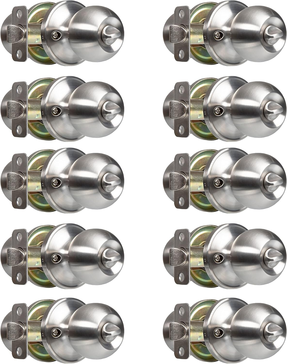 Keyless Privacy Door Knob, Ball Style, Satin Nickel, Pack of 2 B4238