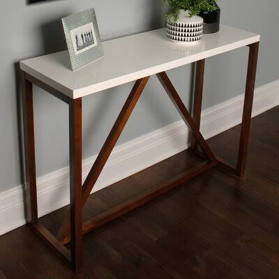 White/Walnut Brown Console Table Q7577