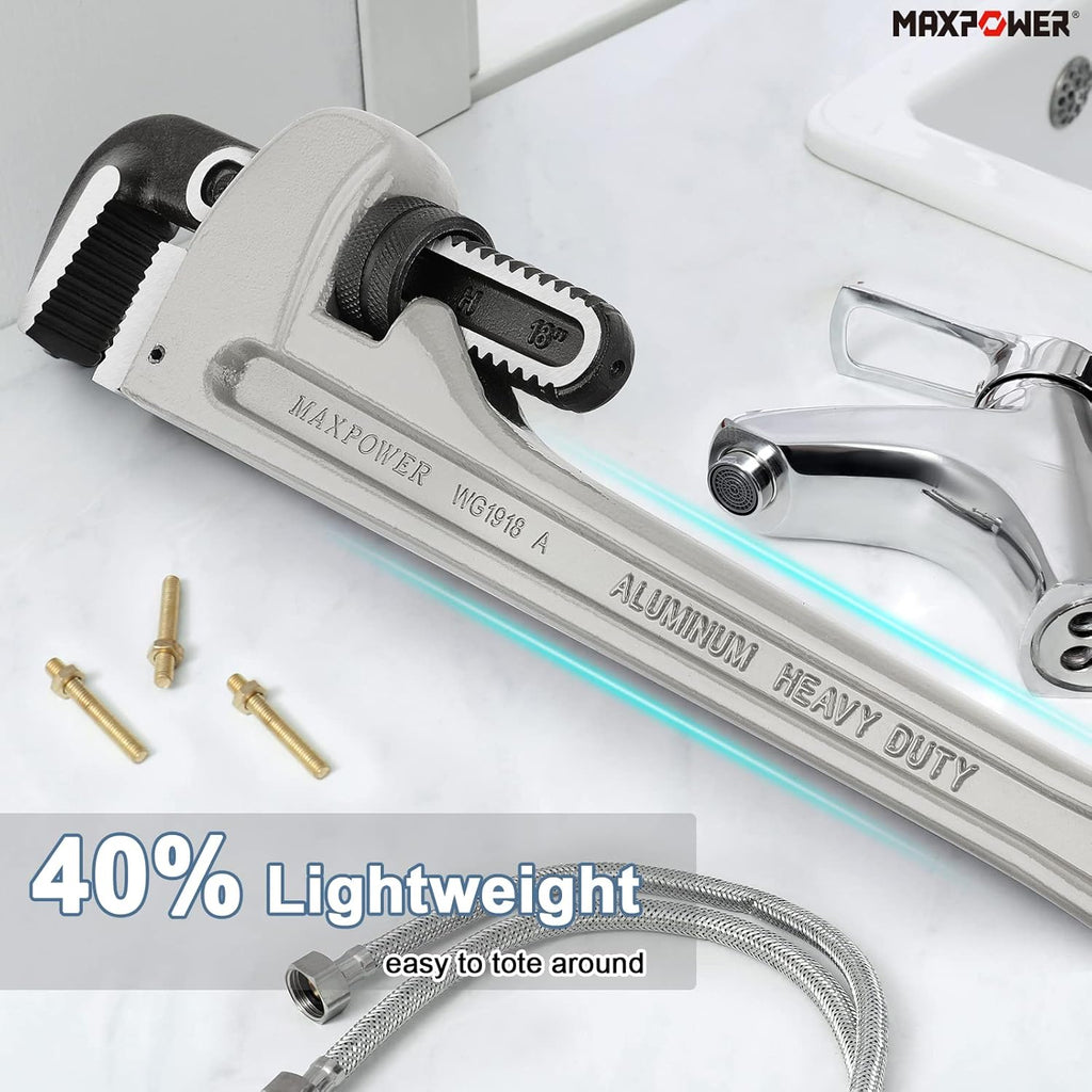 Pipe Wrench Set 10" 14" 18" Aluminum Plumber Wrenches Pack of 2 M92836