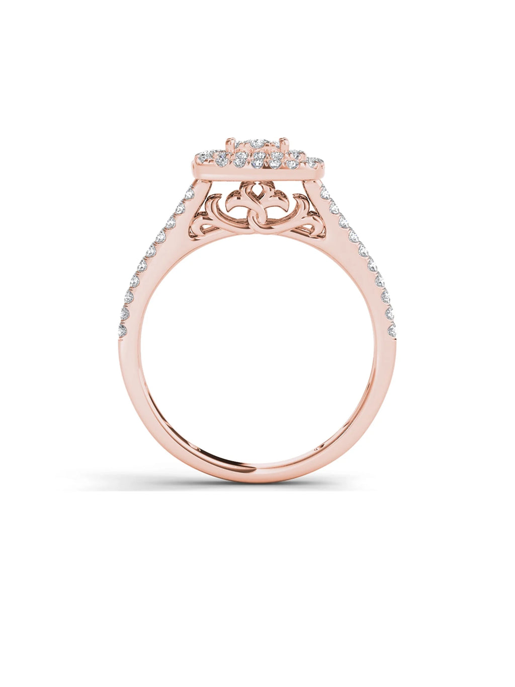 10K Rose Gold Diamond Double Halo Engagement Ring F5384