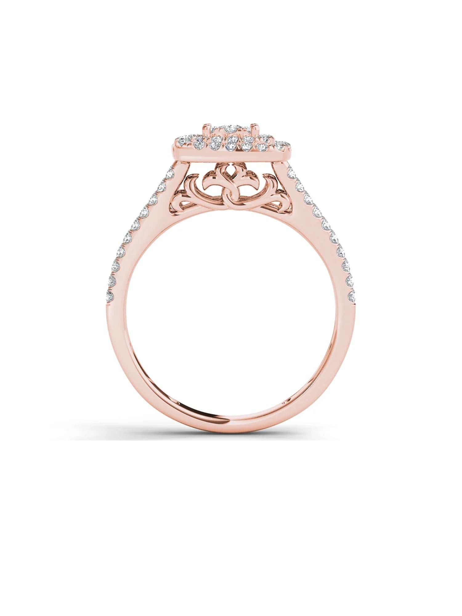 10K Rose Gold Diamond Double Halo Engagement Ring F5384