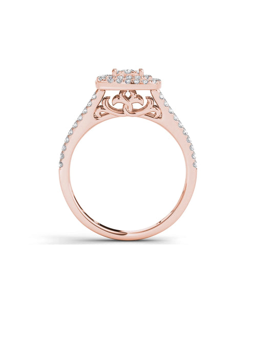 10K Rose Gold Diamond Double Halo Engagement Ring F5384
