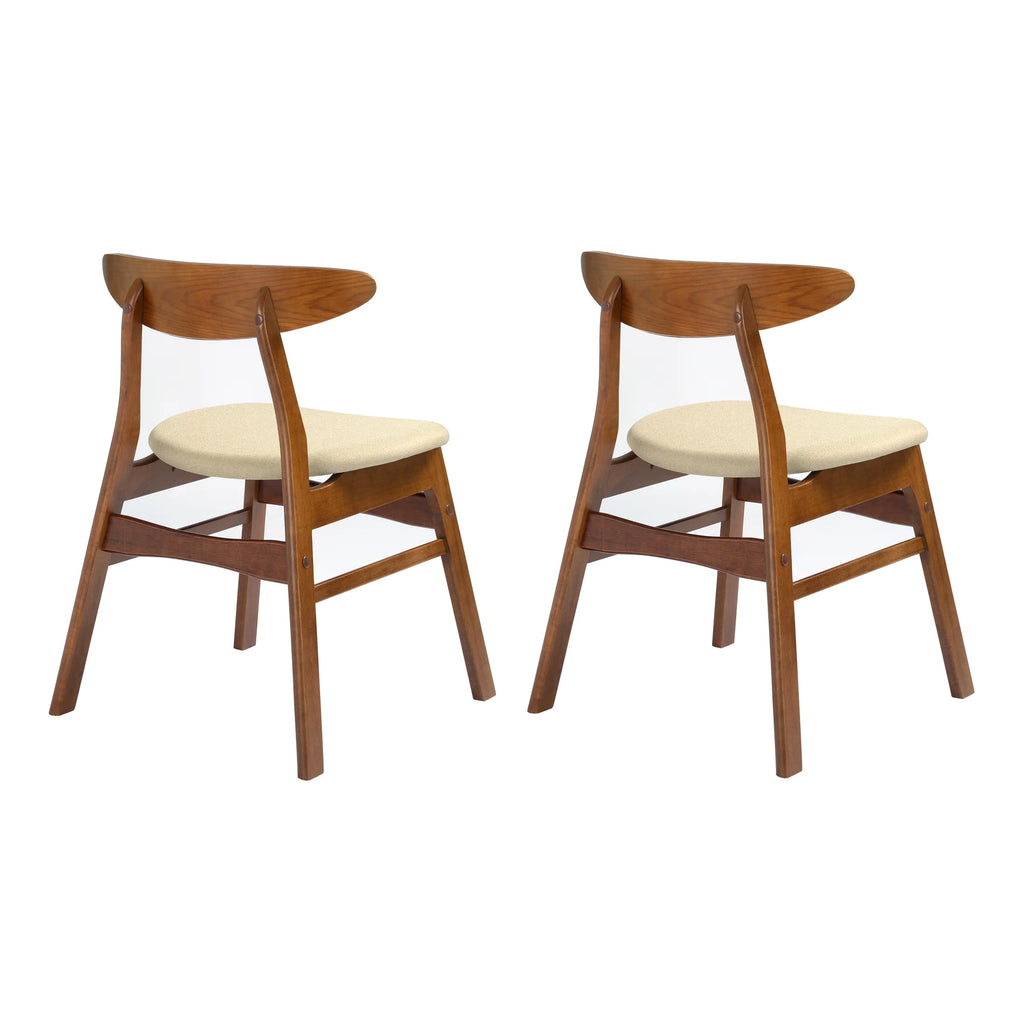 Beige Solid Wood Upholstered Dining Side Chair Set of 2 M17764