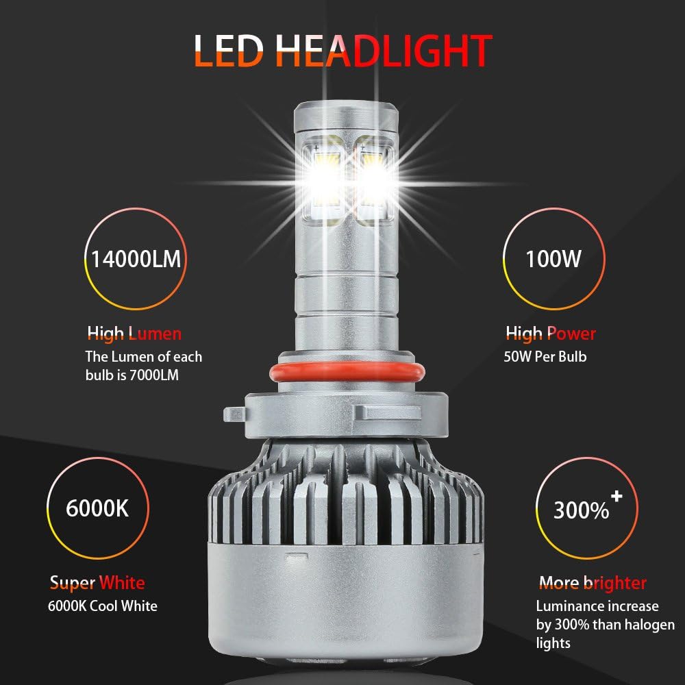 9006 LED Headlight Bulb 100W 6000K Low Beams Fog Lights Pack of 2 B9670