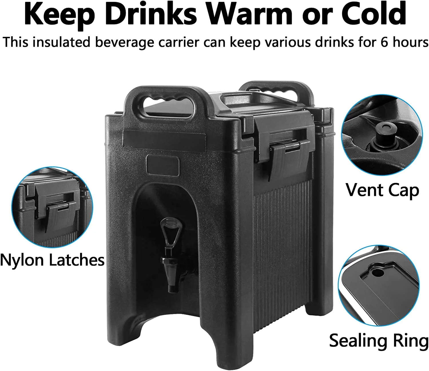 Black Double-Walled Plastic Beverage Dispenser 2Pcs T10284