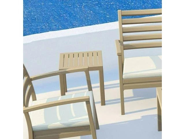 Taupe Square Resin Patio Side Table C284