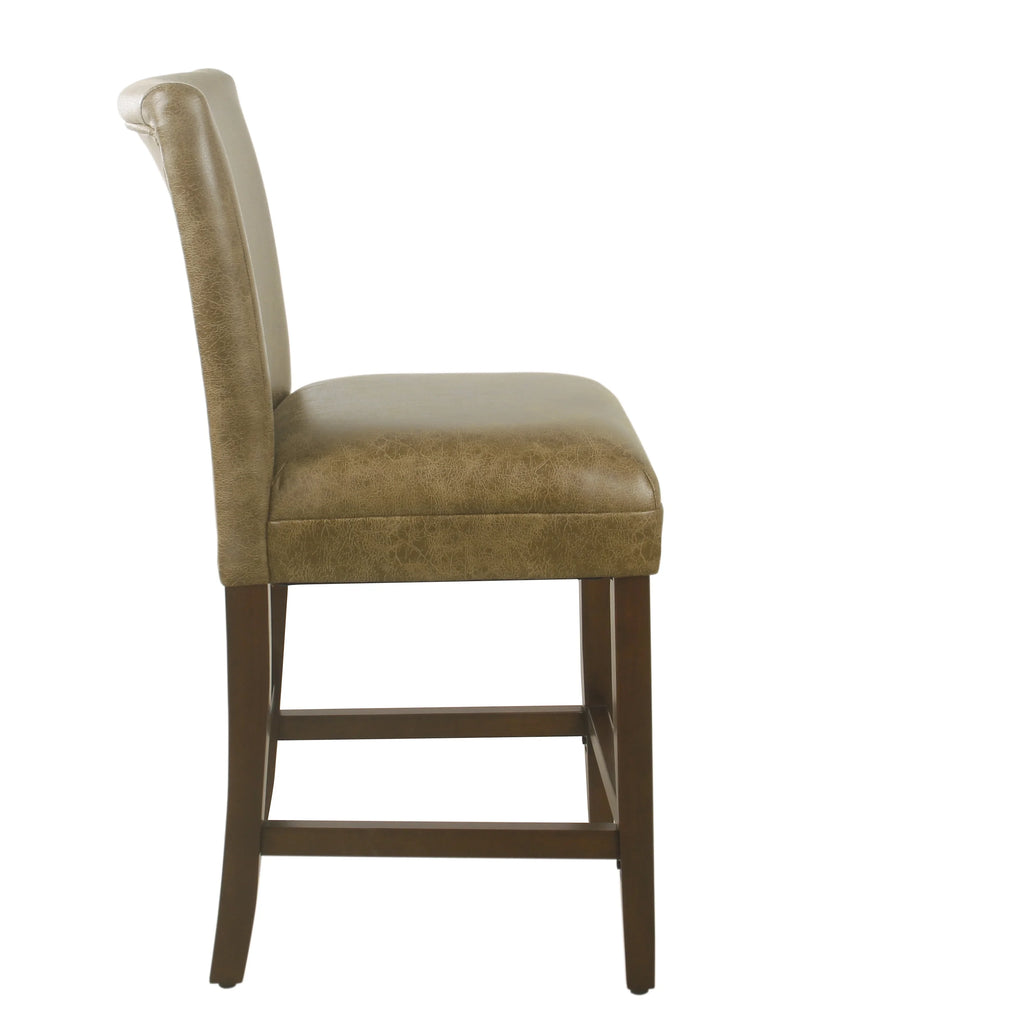 Distressed Brown Faux Leather Barstool M3642