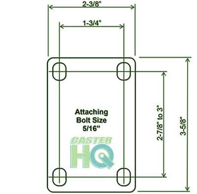 4 Solid Polyurethane Swivel Casters Set of 4, Plate Size 2-3/8 x 3-5/8 F270625