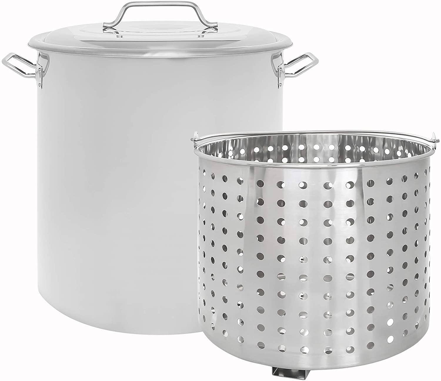 160 Quart Stainless Steel Stock Pot with Steamer Basket B38547