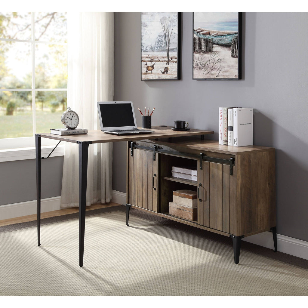 Rustic Oak Black Finish Writing Desk M849790