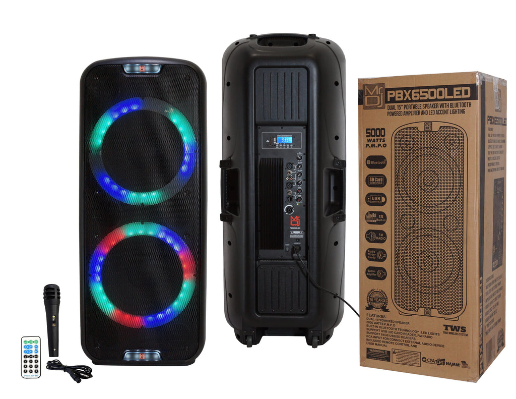 Dual 15” 3-Way Full-Range Powered and Passive DJ PA Bluetooth Loudspeaker C69433
