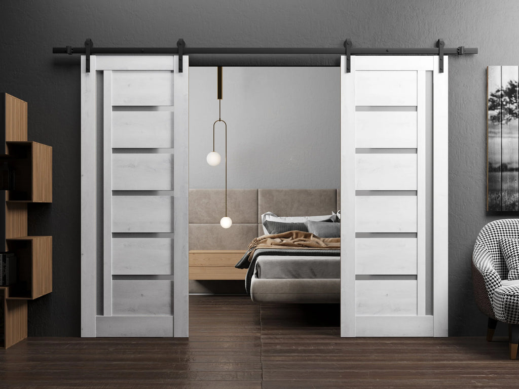 Double Barn Door 48 x 80 inches with Frosted Glass B4687