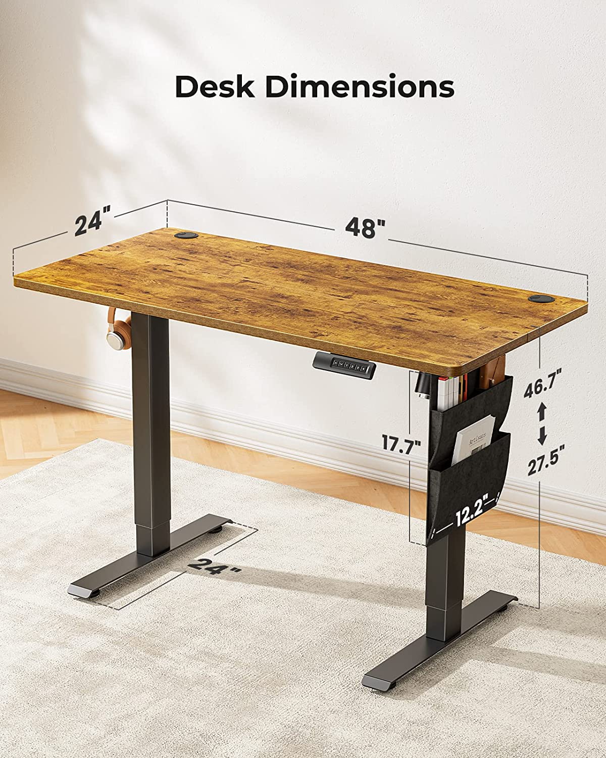 Rustic Adjustable Height Electric Standing Desk L551518