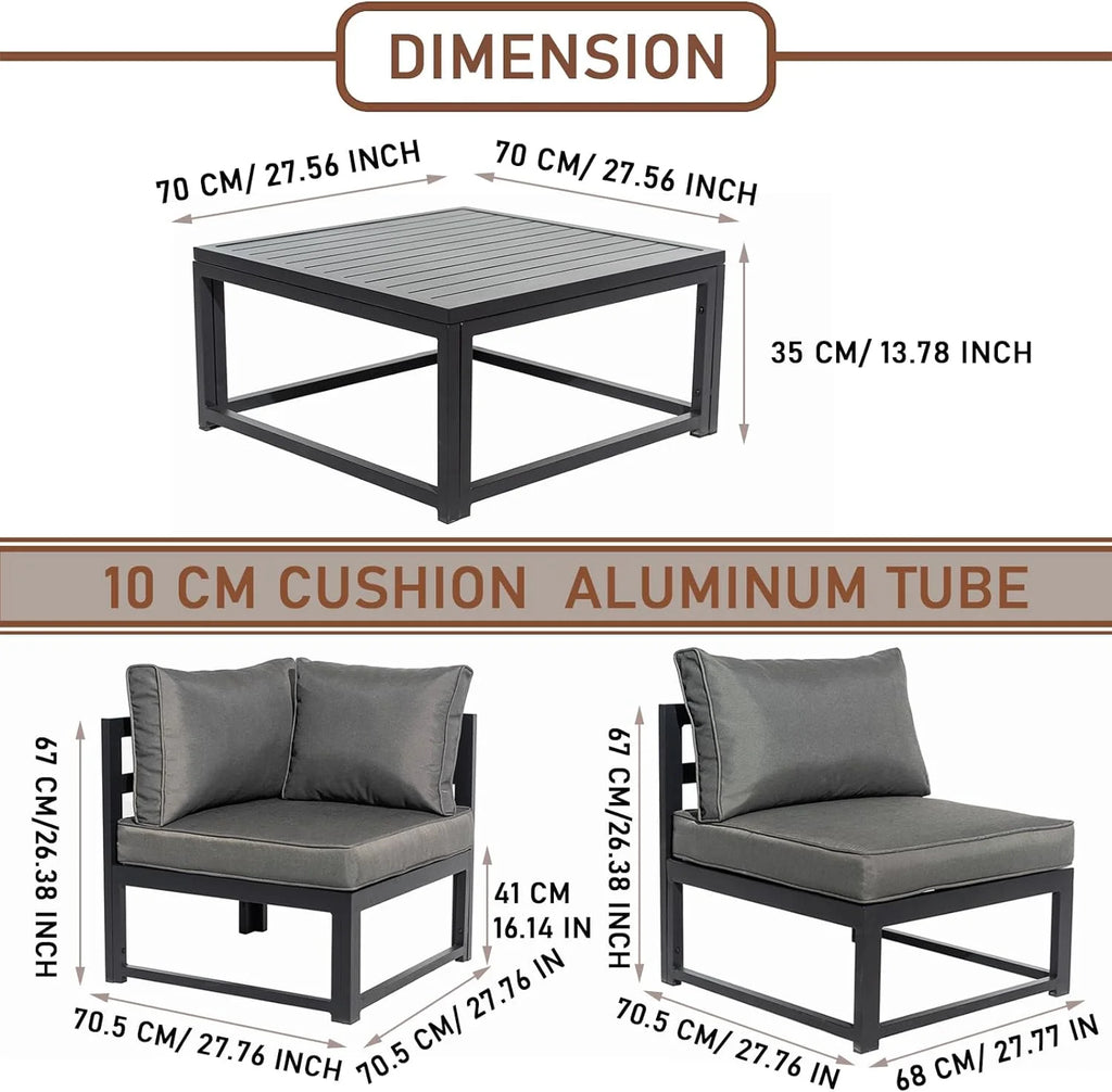 7 Pieces Patio Corner Sofa Set with Coffee Table, Gray D39972