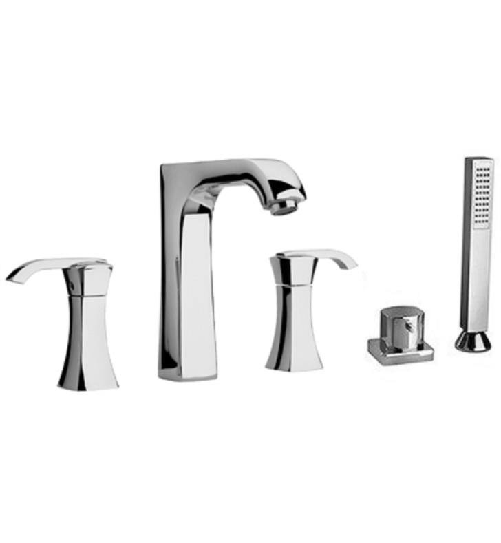 Lady Roman Tub with Lever Handles, Diverter with Hand Held Shower, Brushed Nickel Q788