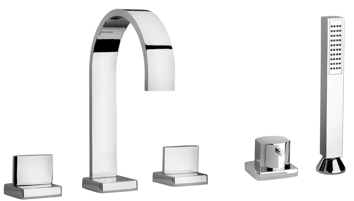 Chrome Roman Tub with Lever Handles and Diverter with Hand Held Shower J283477