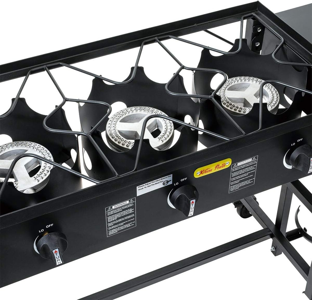 Portable Propane Triple-Burner Outdoor Camp Stove with Regulator A23791