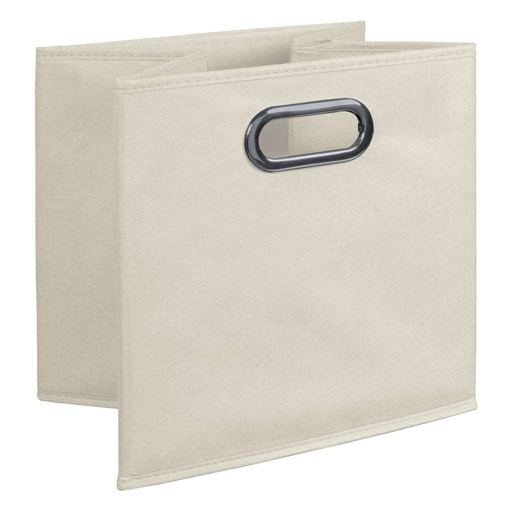 12 Cube Storage Set with 6 Canvas Bins White Wood Grain Natural J34613